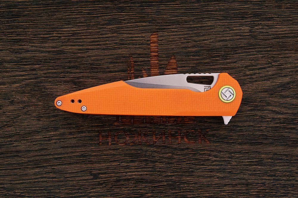 Нож складной Artisan 1821P-OEF Archaeo, клинок 98мм, сталь D2, рукоять G10 оранжевый