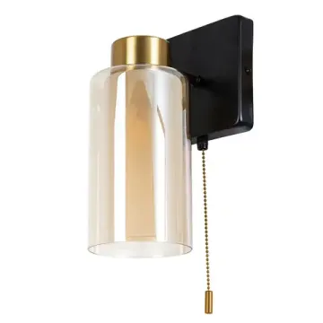 Бра 1*Е14 A7027AP-1BK чёрный/янтарный Leo Arte Lamp