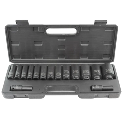 Набор головок ударных глубоких 15пр.,1/2''6гр.(10,12-17,19,21,22,24,27,30,32мм,36мм-12гр), в пластиковом кейсе RockForce##Rock FORCE RF-4166D-5MPB