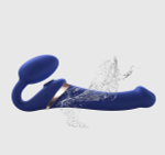 Синий безремневой страпон Multi Orgasm Bendable Strap-On size XL с клиторальной стимуляцией (Цвет: синий)