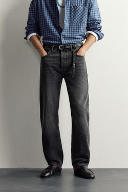 ZARA X AARON LEVIN ДЖИНСЫ STRAIGHT FIT, ЧЕРНЫЙ