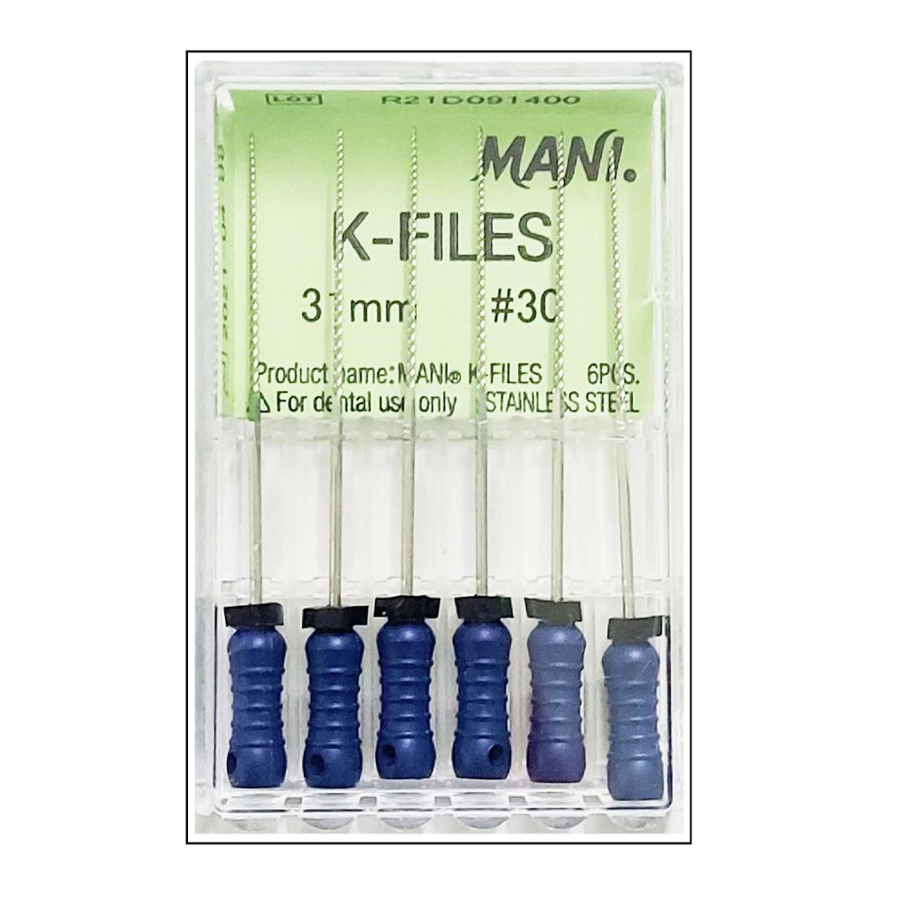K-Files №30 (31мм) Mani К-Файлы (6шт.) Мани, каналорасширители ручные, эндодонтические
