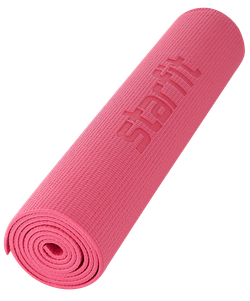 Коврик для йоги и фитнеса FM-101, PVC, 173x61x0,6 см, розовый