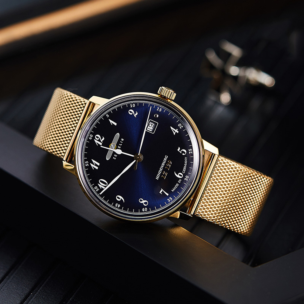ZEPPELIN Hindenburg Collection Quartz Movement Men"s Watches Watch Blue Dial Stainless Steel Case Steel Strap