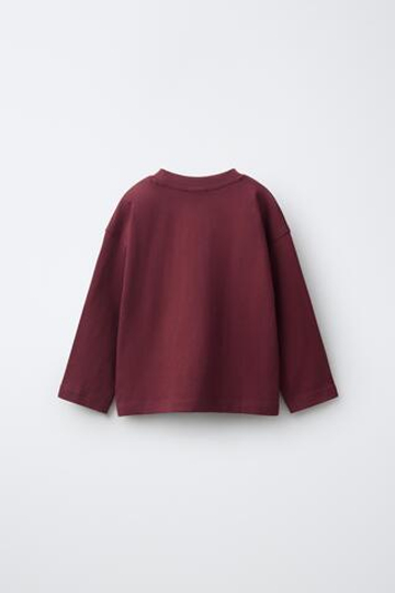 ZARA ЛОНГСЛИВ С БАСКЕТБОЛЬНЫМ ПРИНТОМ, БОРДОВЫЙ