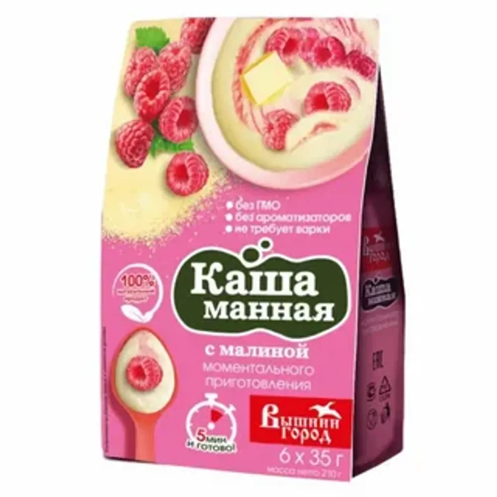 Каша манная м/п "Вышний город" с малиной, пак. 35 г