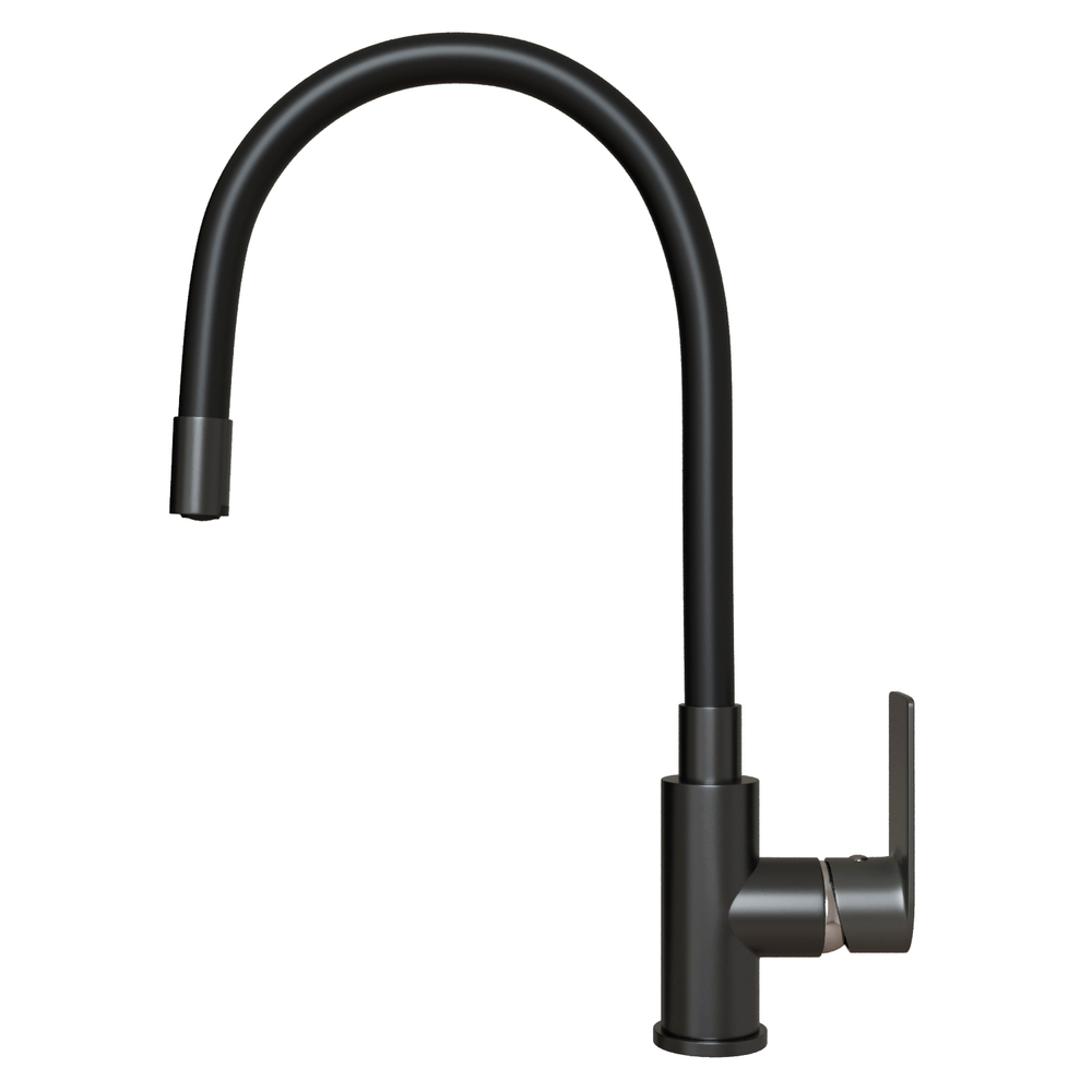 Смеситель для кухни 35к MIXLINE МЛ33-098Г(ML33-098GR) "Сити" гибкий излив боковая ручка б/отв ГРАФИТ