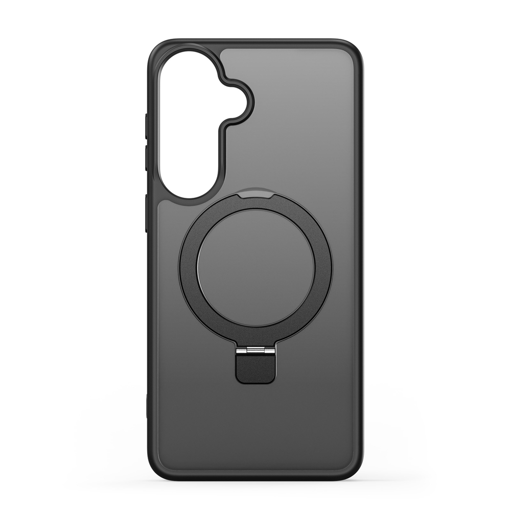 Матовый черный чехол с MagSafe для Samsung Galaxy S26+ Плюс, серия Yind Series Case от Dux Ducis (версия с магнитной откидной подставкой)