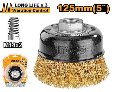 Чашечная щетка М14 для УШМ 125х0,3мм INGCO WB11255 INDUSTRIAL