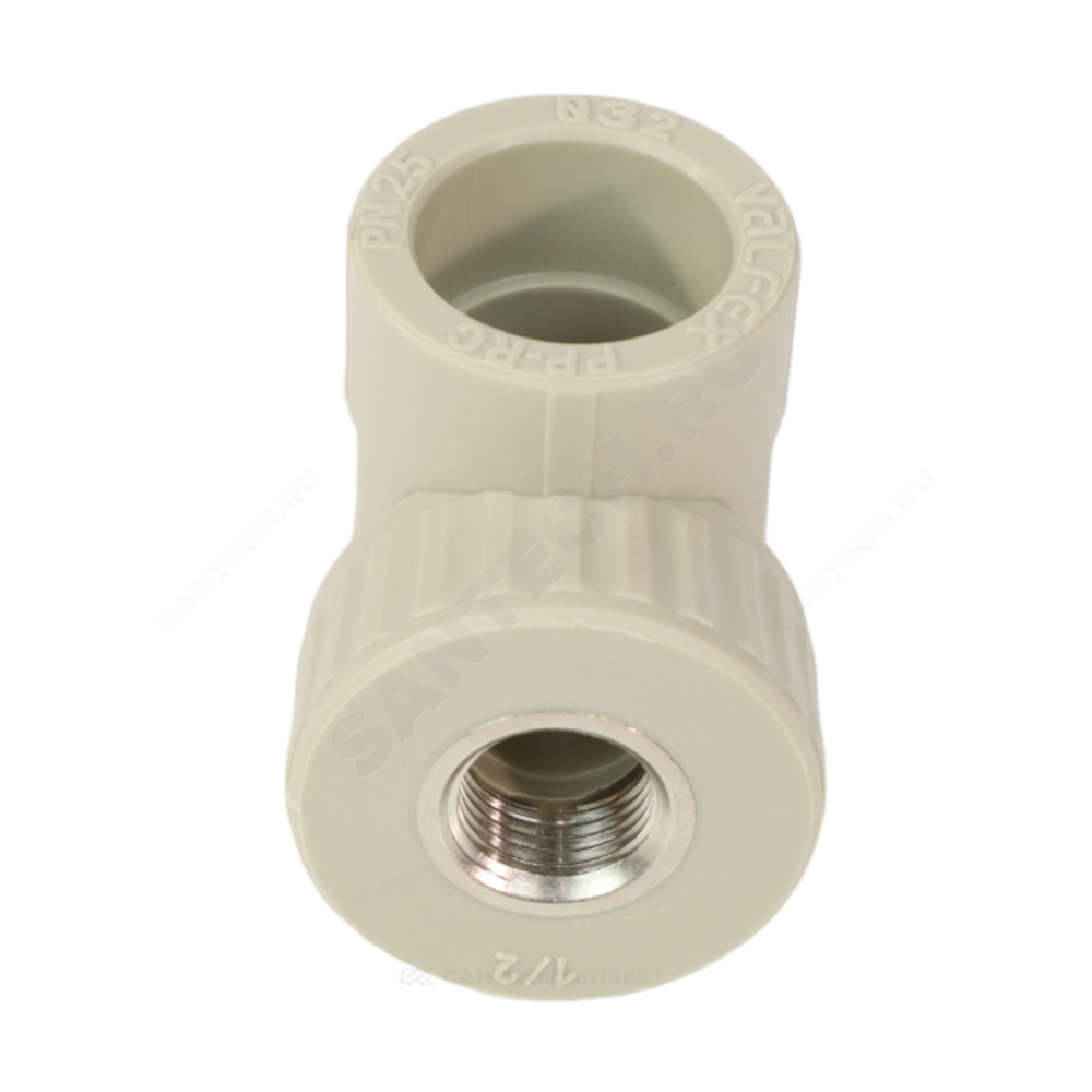 Угольник PP-R комбинированный серый Дн 32х3/4" ВР VALFEX 10125132Г