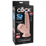 Телесный фаллоимитатор-реалистик 15,2см на присоске с подвижной мошонкой PipeDream King Cock Plus 6 Triple Density Dildo with Swinging Balls 5729-21