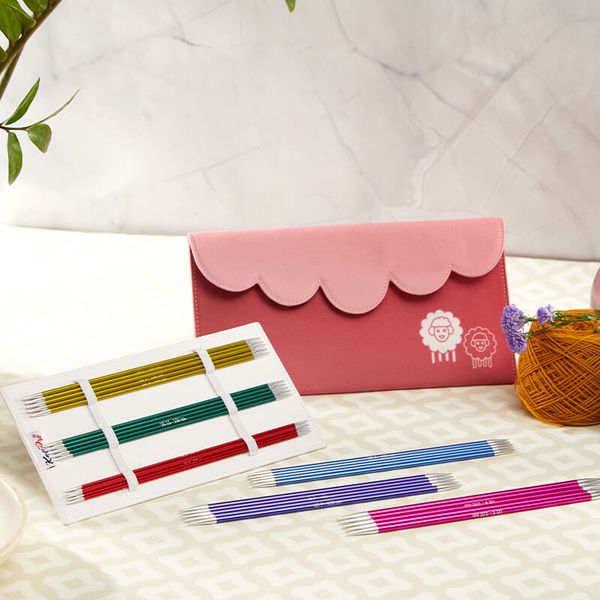 Набор чулочных спиц Knit Pro 20см Zing, алюминий, 6 видов (новый дизайн 47402), 47422