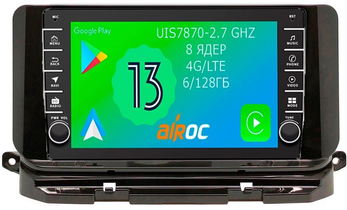 Магнитола для Skoda Octavia A8 2020+ - Airoc AB-3203 (кнопки и крутилки), Android 13, Быстрая, SIM-слот, CarPlay