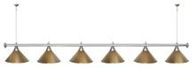 Лампа STARTBILLIARDS 6 пл. (плафоны антик медь,штанга зеленая,фурнитура золото)