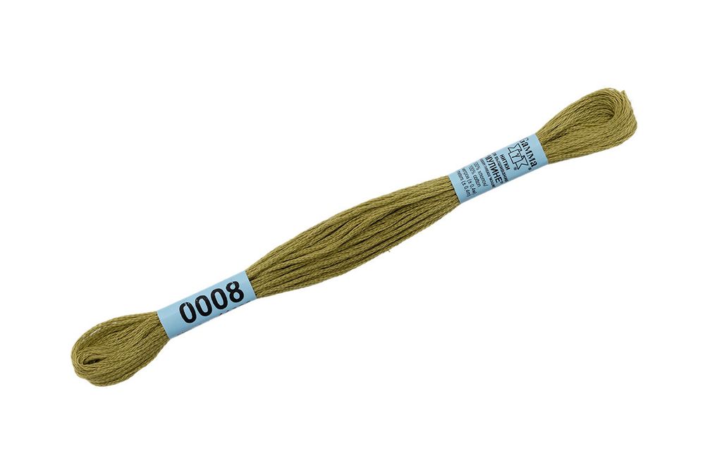 Мулине Gamma 100% хлопок, цв.0008 оливковый, 24 мотка по 8 метров