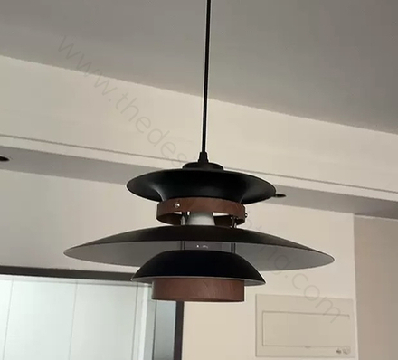 Pendant design lamp PH 5 by Louis Poulsen (black/wood)
