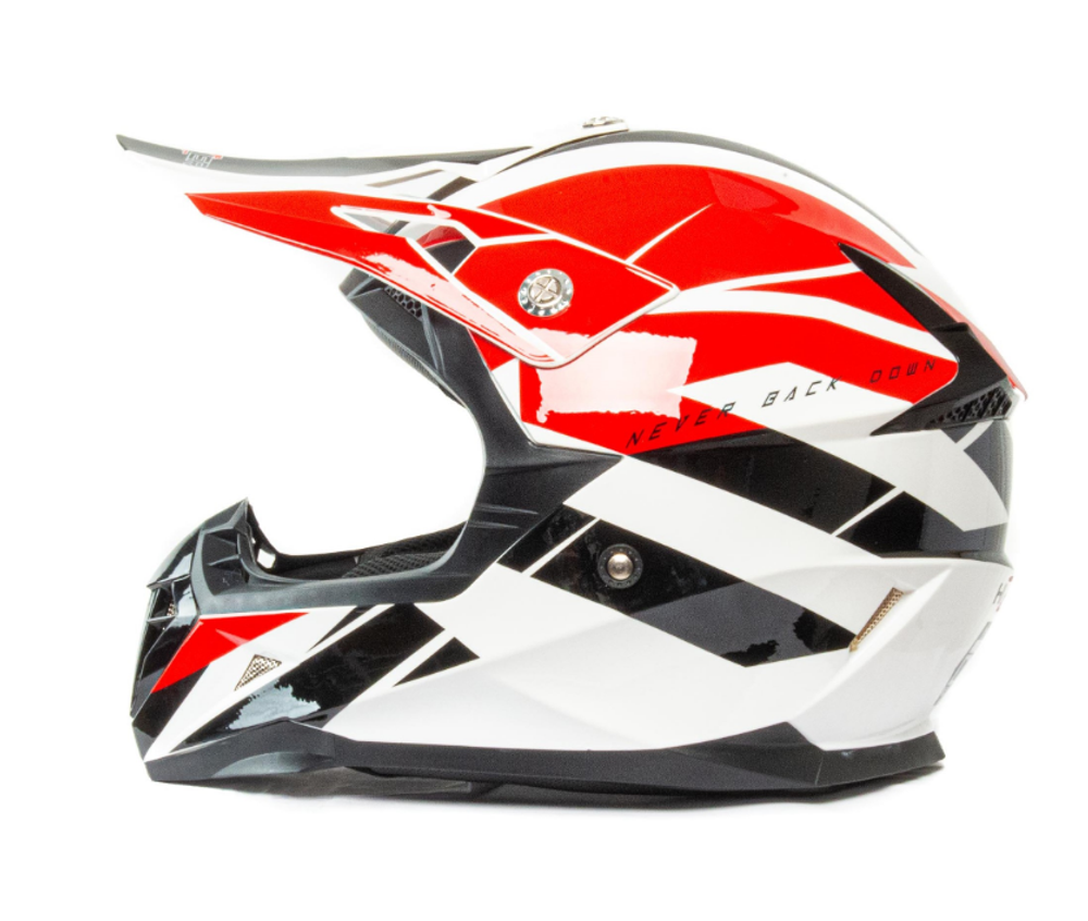 Шлем мото кроссовый HIZER 915 #9 (M) white/red/black
