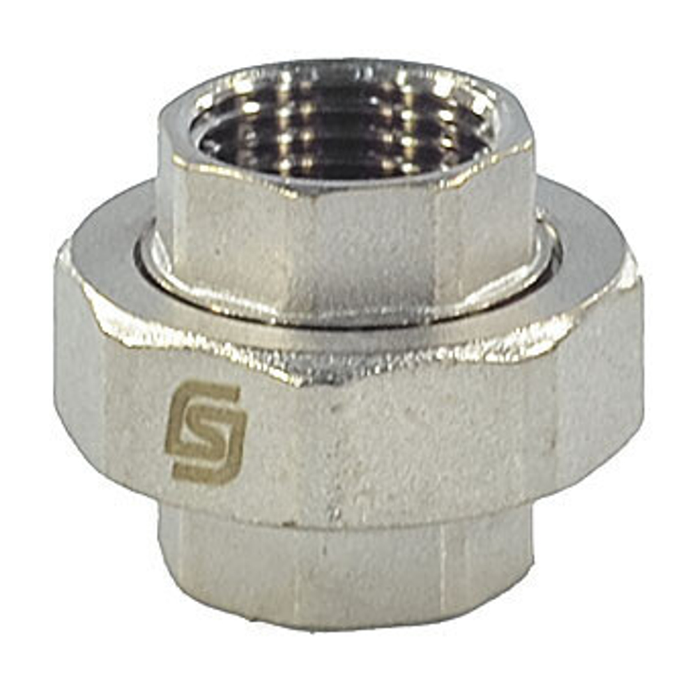 Соединитель латунь никель американка Ду 15 (1/2") прямой ВР/ВР SantechSystems