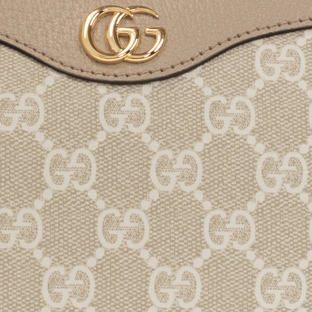 GUCCI Ophidia Canvas With Leather Shoulder Bag, Handbag Women"s Beige & White