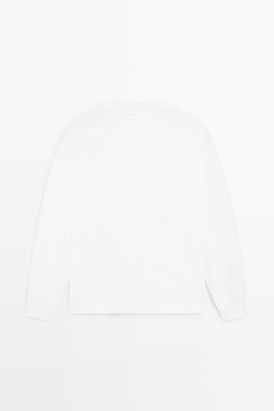 Massimo Dutti Футболка с круглым вырезом и длинными рукавами, белый