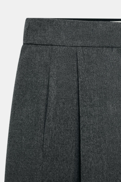 ZARA БРЮКИ С ЗАЩИПАМИ И ЭЛАСТИЧНОЙ ТАЛИЕЙ, СЕРЫЙ МЕЛАНЖ
