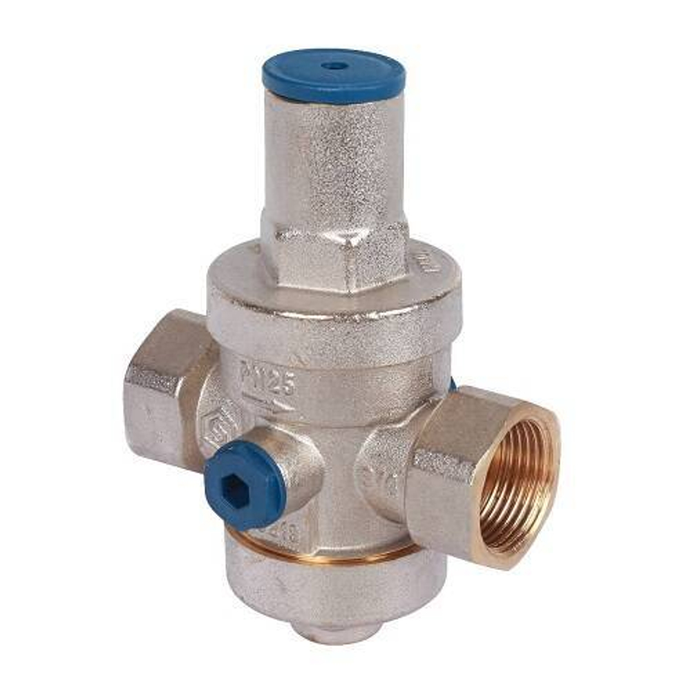 Регулятор давления поршневой STOUT - 1/2" (ВР/ВР, PN25, Tmax 130°C, EPDM, с выходом для манометра)