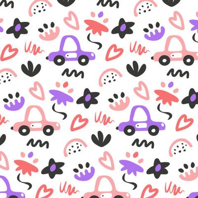 Buy floral fabric and cars pink