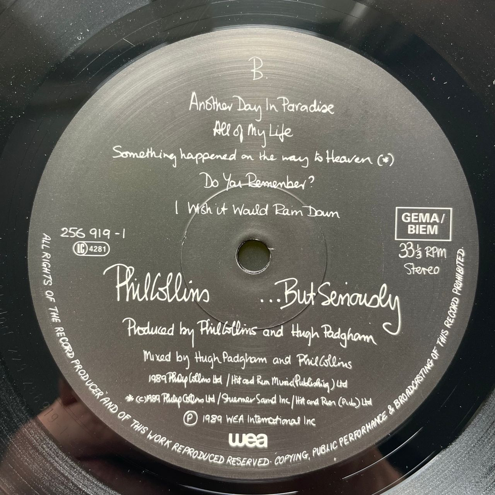 Винтажная виниловая пластинка LP Phil Collins But Seriously (Германия 1989) Another Day In Paradise