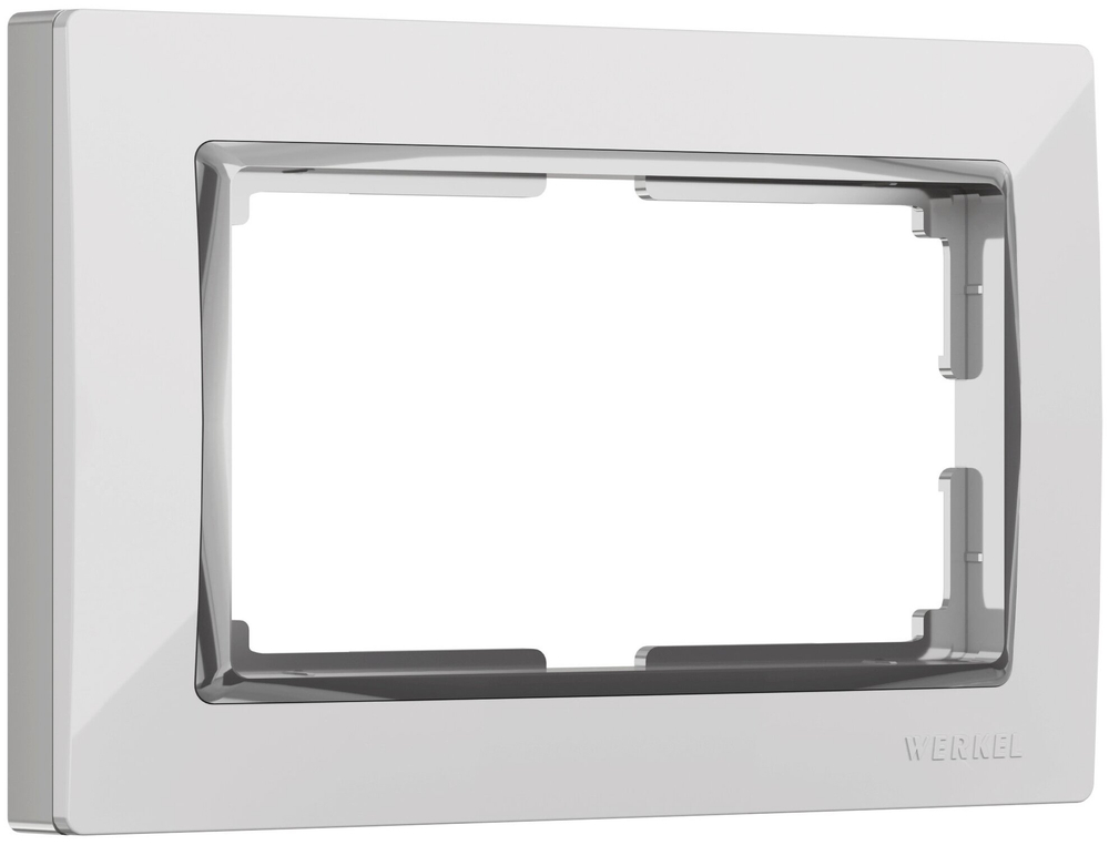Рамка для двойной розетки белый WL03-Frame-01-DBL-white Snabb, Хром (Werkel, 4690389073137)