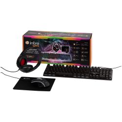 Клавиатура и мышь комплект Intro DX850 игровые 1200-3600dpi + коврик + гарнитура черный | Комплекты (клавиатура+мышь)