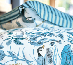 Постельное белье WATER GARDEN bleu 200х220 Blanc des Vosges 2 спальное евро Голубой