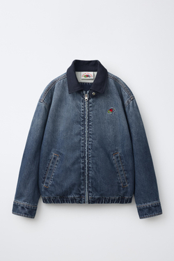 ZARA - FRUIT OF THE LOOM™ ДЖИНСОВАЯ КУРТКА С ВЫШИВКОЙ, СИНИЙ