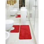 Комплект ковриков для ванной и туалета My Crystal серия Gold 50*60 и 60*100 бордовый, папоротник