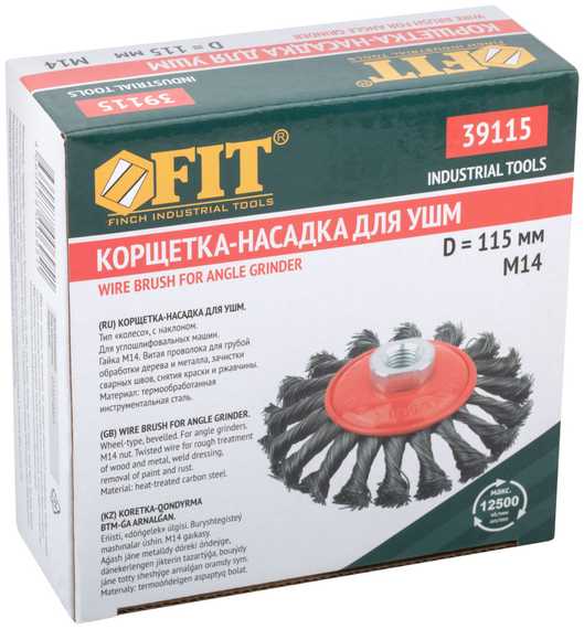 Корщетка-колесо для УШМ, 115 мм, М14 FIT IT 39115