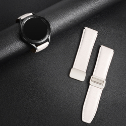 Ремешок из натуральной кожи белого цвета для смарт часов Samsung Galaxy Watch 45 и 46мм (размер крепления 22мм), серия YA Series от Dux Ducis