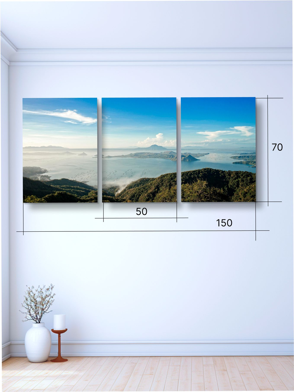 Картина Гармония стихий модульная 50x70см 3шт., на деревянном подрамнике