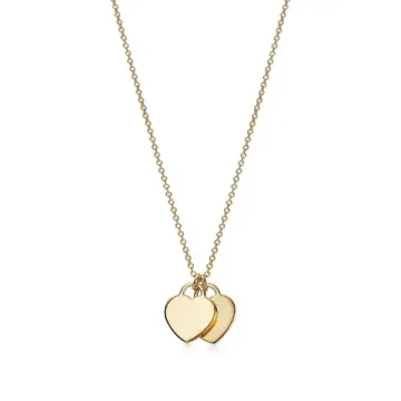 Подвеска Return to Tiffany Mini Double Heart Tag в золоте с эмалью