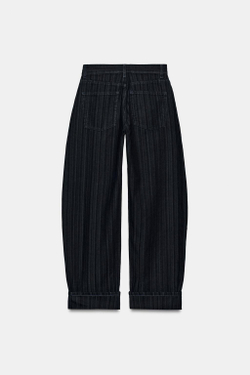 ZARA ДЖИНСЫ BALLOON СО СРЕДНЕЙ ПОСАДКОЙ И ЖАККАРДОВЫМ УЗОРОМ — ZW COLLECTION, ИНДИГО