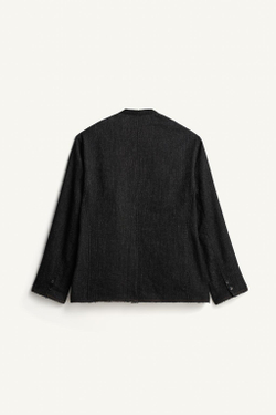 ZARA БЛЕЙЗЕР СВОБОДНОГО КРОЯ БЕЗ ВОРОТНИКА, ЧЕРНЫЙ