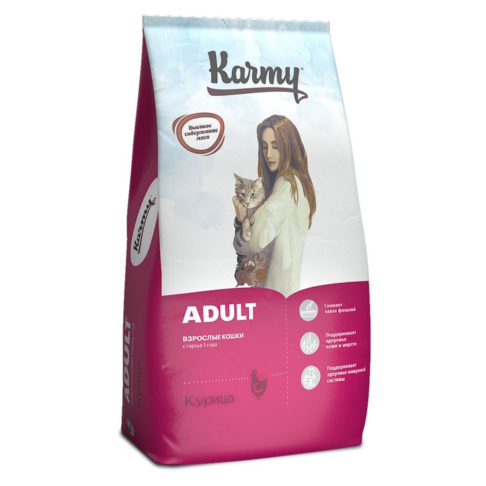 Сухой корм Karmy Adult Cat для взрослых кошек, с курицей