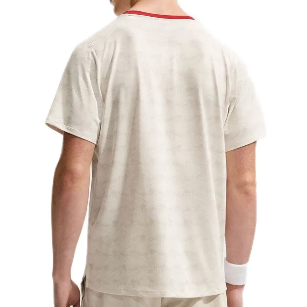 Теннисная футболка Nike Court Dri-Fit Advantage Print - light beige/tough red/black