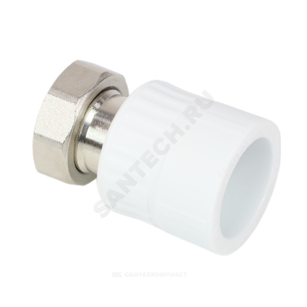 Муфта PP-R комбинированная белая Дн 20х3/4" с накидной гайкой VALFEX 10139120