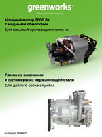 Мойка высокого давления электрическая Greenworks GPWG5II Арт. 5106607, 2000 Вт, 140 бар