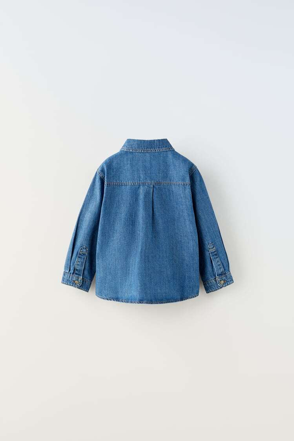 ZARA ДЖИНСОВАЯ РУБАШКА БЕЗ РИСУНКА, ВЫЦВЕТШИЙ СИНИЙ