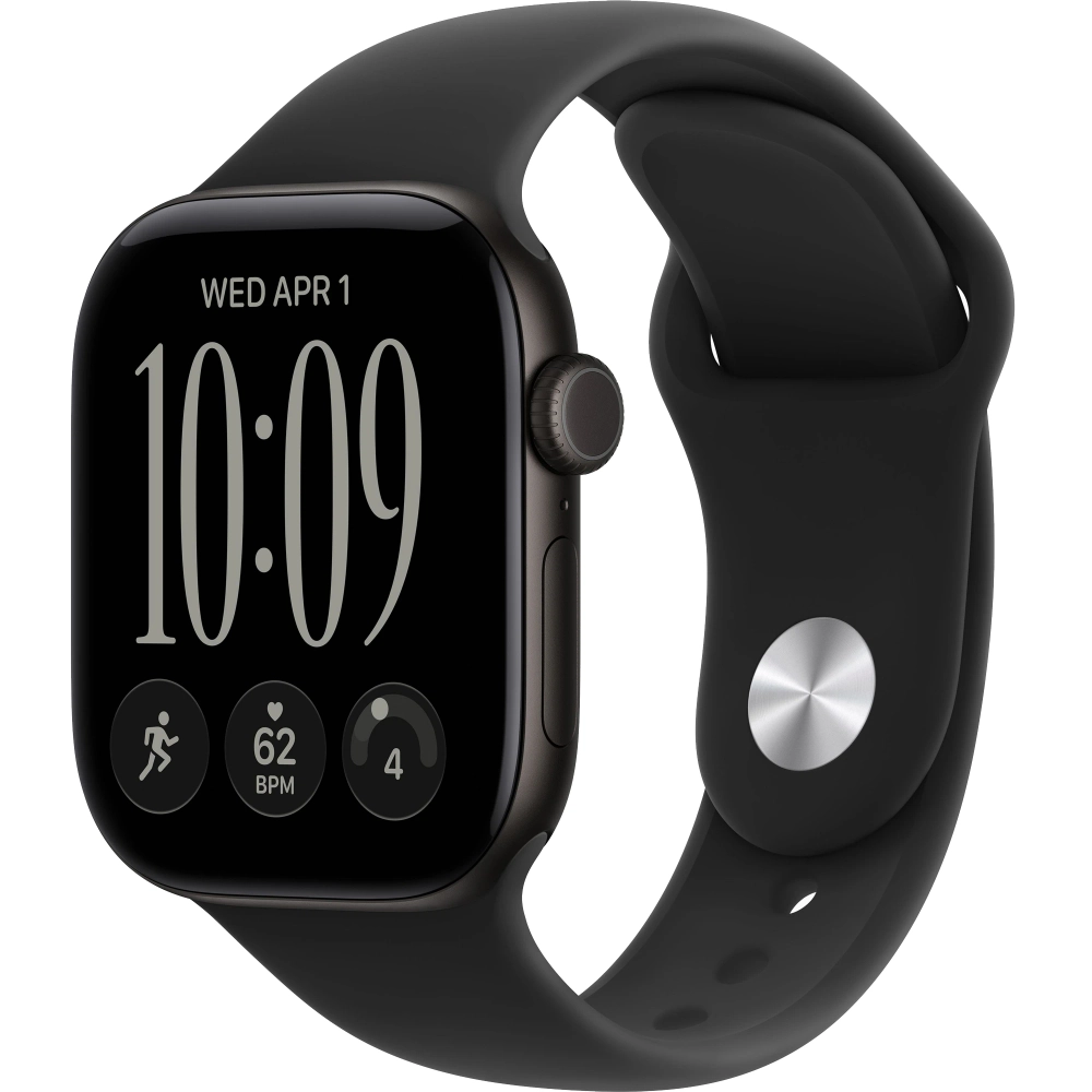 Часы Apple Watch Series 12, 42 мм, алюминий чёрного цвета, ремешок Sport Band чёрного цвета