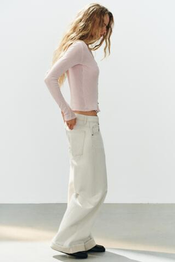 ZARA КАРДИГАН С КОНТРАСТНЫМ КРУЖЕВНЫМ ТОПОМ, РОЗОВЫЙ МЕЛАНЖ