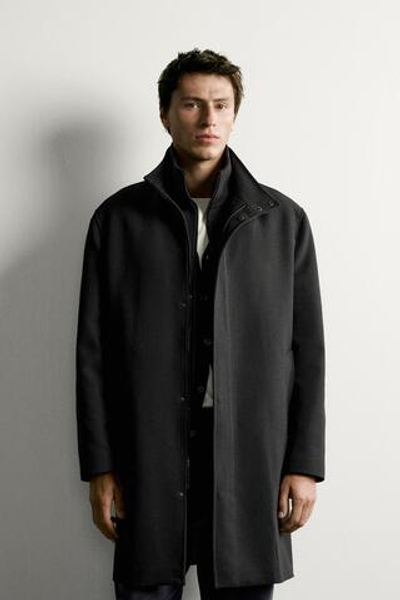 ПАЛЬТО КЛАССИЧЕСКОГО КРОЯ СО СЪЕМНЫМ ВОРОТНИКОМ — ZARA