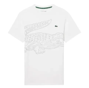 Мужская теннисная футболка Lacoste Ultra Dry Crocodile Print Sport - white/black