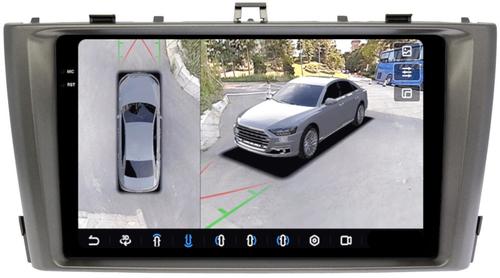 Магнитола для Toyota Avensis T270 2008-2015 (рамка серая) - FarCar BX1224M-360 монитор 9.5" 2K QLED на Android 13, Быстрая, CarPlay, 4G SIM-слот, 4 камеры в комплекте