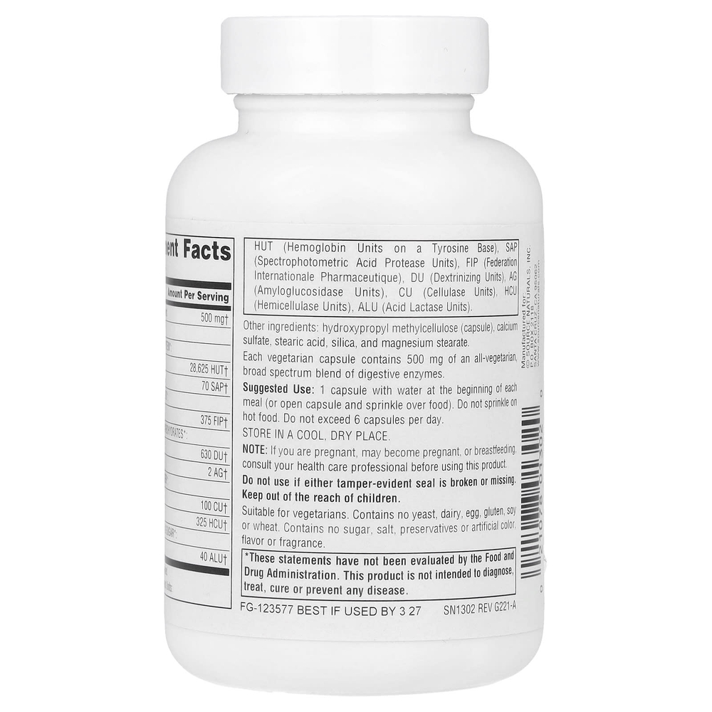 Source Naturals, Daily Essential Enzymes®, 500 мг, 120 вегетарианских капсул
